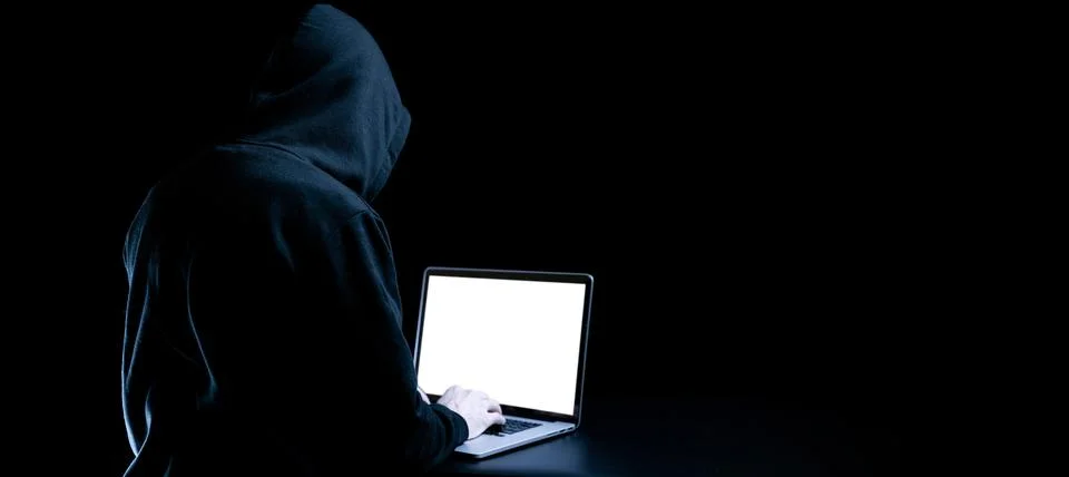 Cyber hacker attack concept. Internet web hack technology. Digital laptop in  Stock Photos