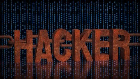 Cyber Hacker Attack On Digital Network 3d render. 库存插图