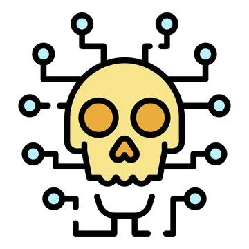 Cyber hacker attack icon color outline vector Illustrazione stock