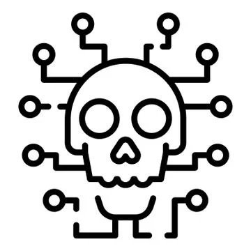 Cyber hacker attack icon, outline style Illustrazione stock