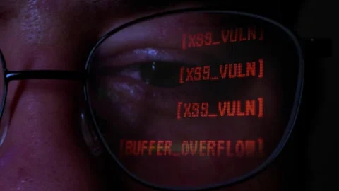 Cyber Hacker Reflection Glasses Screen Code Data Stock Footage 343021625