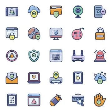 Cyber Hacking Icons Pack Stock Illustration