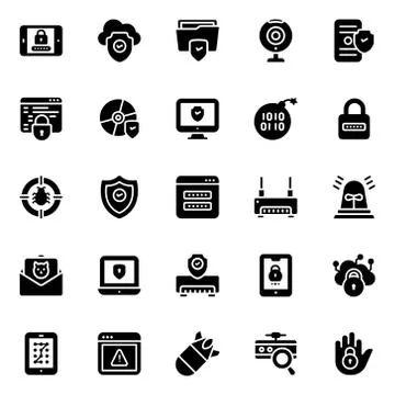 Cyber Hacking Icons Pack Stock Illustration