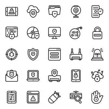 Cyber Hacking Icons Pack Stock Illustration