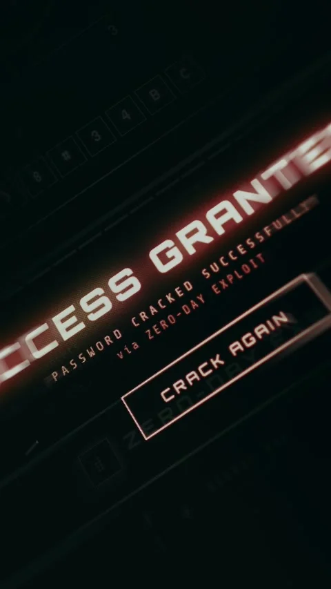 Cyber hacking interface confirming Access Granted status Stock Footage 335883092