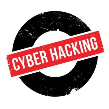Cyber Hacking rubber stamp 스톡 일러스트