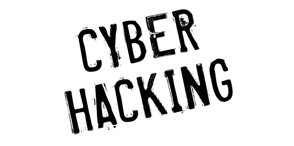 Cyber Hacking rubber stamp Stock Illustration