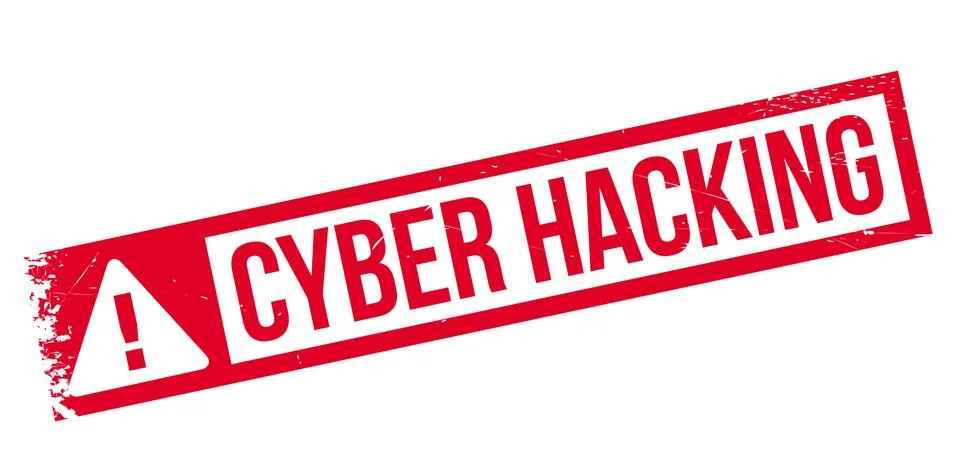 Cyber Hacking rubber stamp 스톡 일러스트