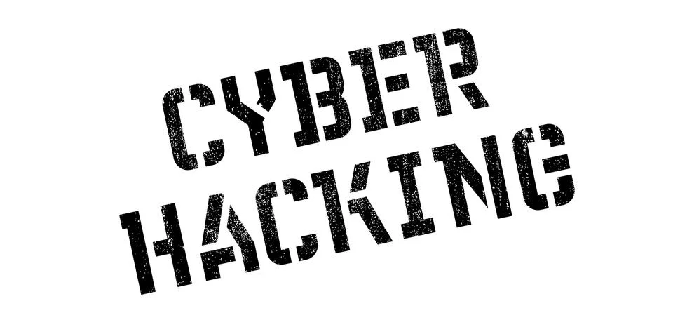 Cyber Hacking rubber stamp Illustrazione stock