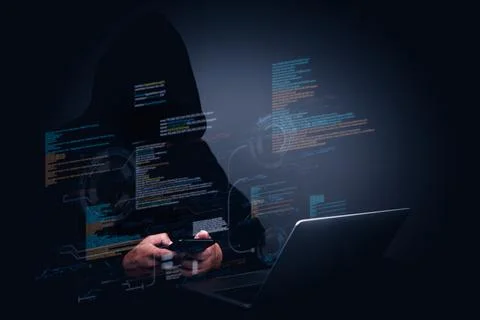 Cyber Hacking Technology Protect Data Privacy and Computer Security with Pa.. Foto stock