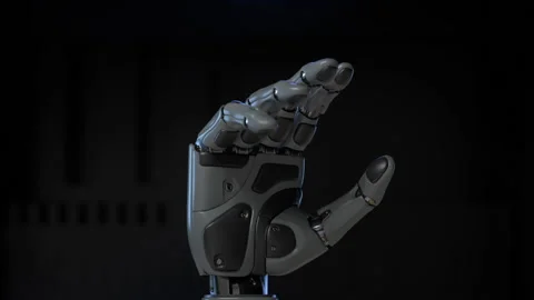 Cyber hand, robotic arm making test movements Stock Footage 165873158