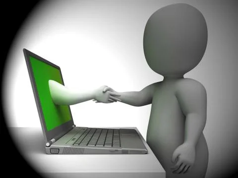 Cyber Handshake Virtual Interaction Sync 3d Rendering Stock Illustration