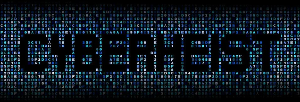 Cyber Heist text on hex code illustration Stock Illustration