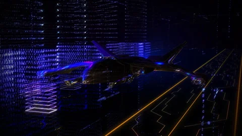 Cyber High Tech Vehicle Moving In Virtual Space Shows Sci-fi Transportation Stock Footage 278225614