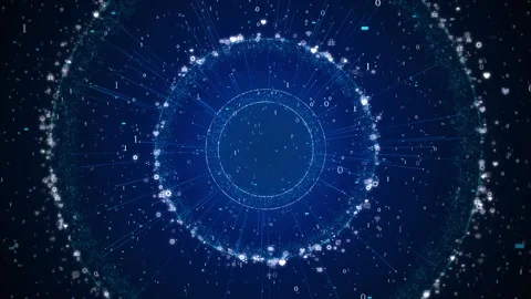 Cyber HUD circle interfaces Hi tech tunnel 3D Big Data Digital tunnel square Video stock 277721009