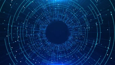 Cyber HUD circle interfaces Hi tech tunnel 3D Big Data Digital tunnel square Video stock 277721996