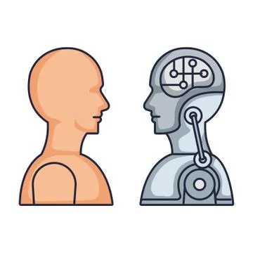 Cyber humanoide profiles icons vector illustrator Stock Illustration