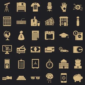 Cyber icons set, simple style Stock Illustration