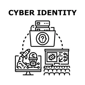 Cyber identity management protecting digital information concept Stock Illustration