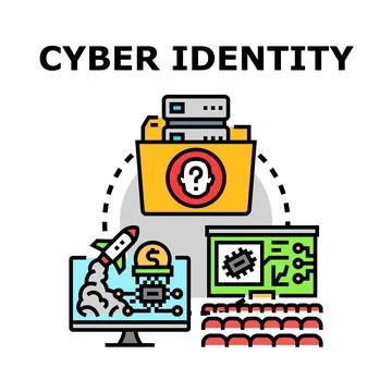 Cyber identity management protecting digital information concept Stock Illustration