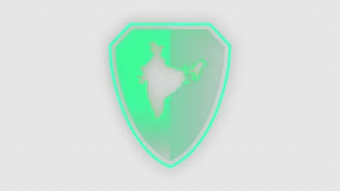 Cyber India Map Green Shield Reveal Transparent Stock Footage 319130474