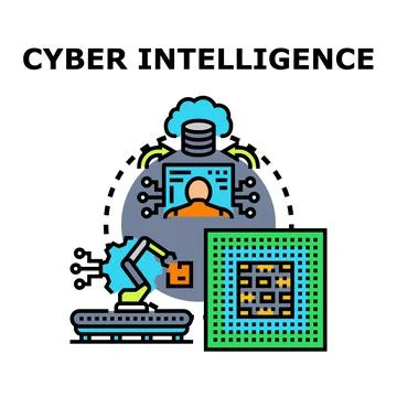 Cyber intelligence concept collecting data for security analysis Stockillustratie