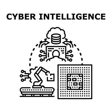 Cyber intelligence concept collecting data for security analysis Stockillustratie