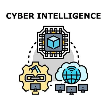 Cyber intelligence concept connecting data processing and networking Stock Illustration