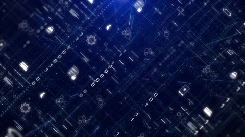 Cyber Intelligence Workspace with Security Icons 4K motion background Stock Footage 317430053