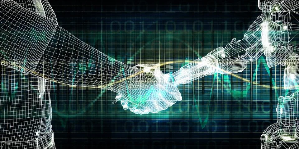 Cyber Interface Between Man And Machine 库存插图