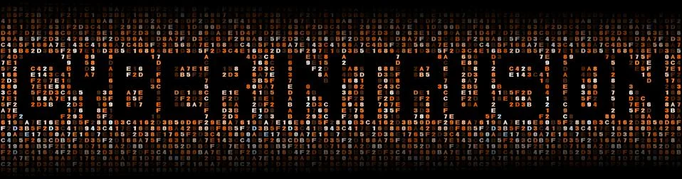 Cyber Intrusion text on hex code illustration Stock Illustration