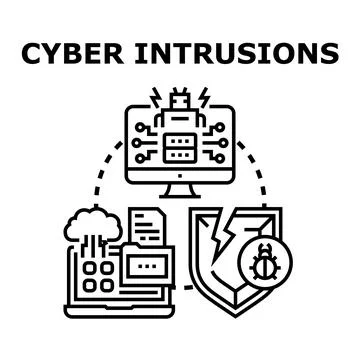Cyber intrusions concept breaking digital security Stock Illustration