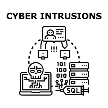 Cyber intrusions concept with network security threat Stock Illustration