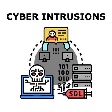 Cyber intrusions concept with network security threat イラスト素材
