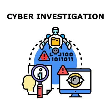 Cyber investigation process finding digital security threats Stockillustratie