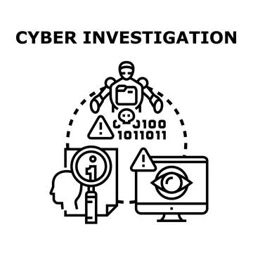 Cyber investigation process finding digital security threats Stock Illustration