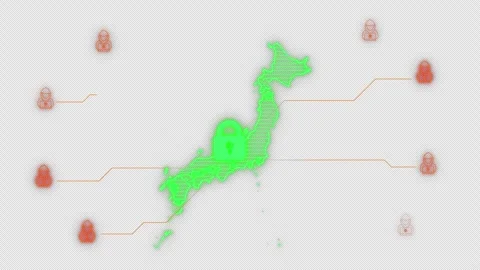 Cyber Japan Hacker Attack From Outside Transparent Stock Footage 319498727