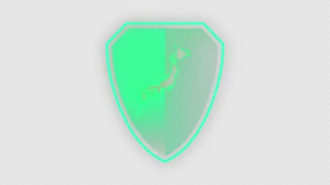 Cyber Japan Map Green Shield Reveal Transparent Stock Footage 319498926