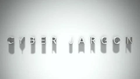 Cyber jargon 3D title animation white text on a white background Stock Footage 299823678