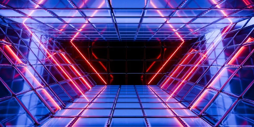 Cyber Laser Glass super computer Room in glass and liquid acrylic purple bl.. Stock Illustration