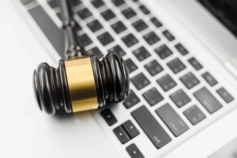 Cyber law security judgment sue on court, Digital online auction,  Internet.. Stock Photos