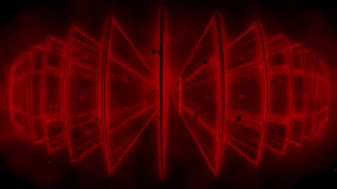 Cyber Light Fan Core – Red Futuristic Laser Geometry 4K VJ Loop Vídeo Stock 330275496
