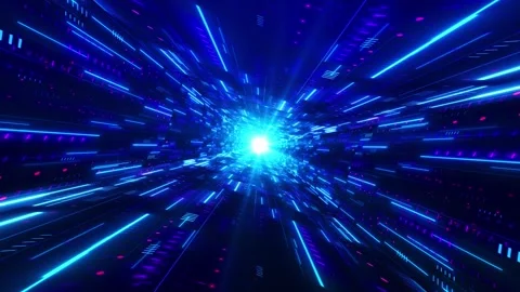 Cyber Light Speed Tunnel Digital Technology Animation Stock Footage 341347116