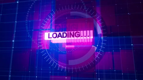 Cyber loading animation with glowing text and circle progress. Stock Footage 315969947