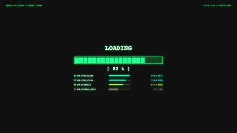 Cyber Loading Progress Bar, Futuristic Digital Interface Motion Graphics Video stock 347162969