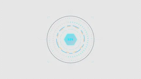 Cyber Loading Ring Spinner with high-frequency segmented arc 4K Alpha Stock Footage 345144396