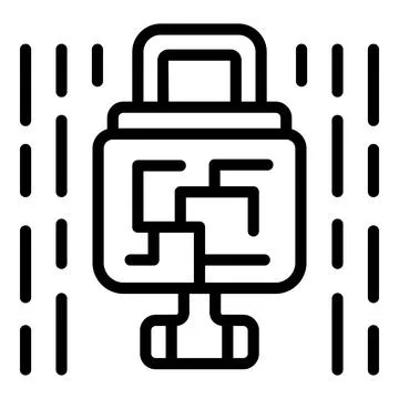 Cyber lock icon outline vector. Secure key Illustration