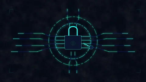 Cyber lock security interface, digital encryption data protection, network .. Видео 348326637