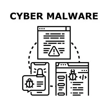Cyber malware virus attacking digital devices and systems Stock Illustration