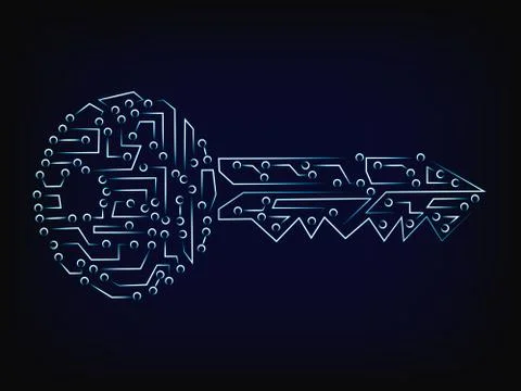 Cyber microchip key vector Illustrazione stock